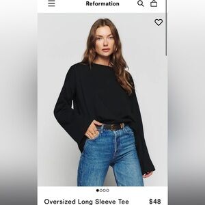 Reformation Oversized Long Sleeve Tee Black - Size M